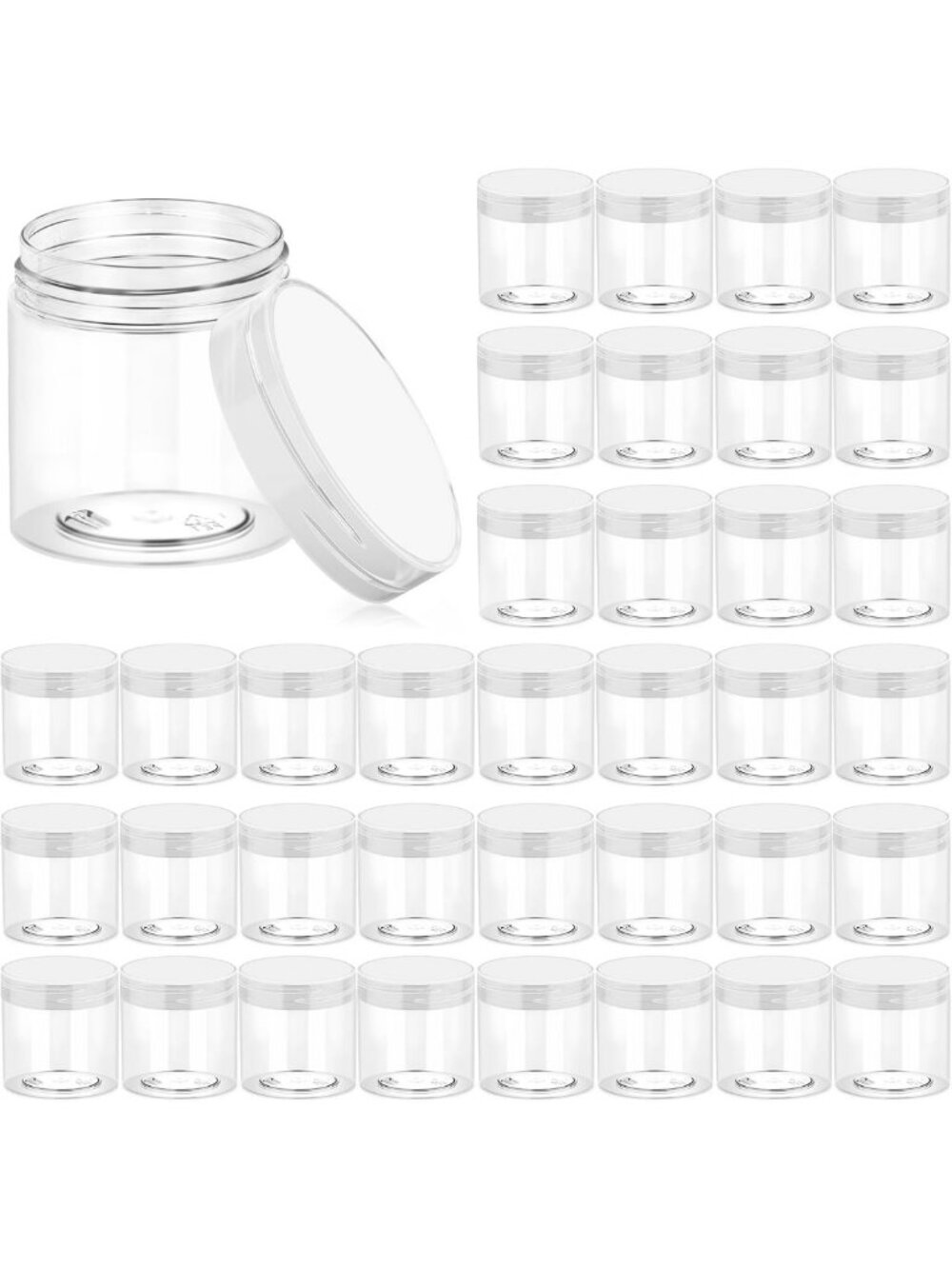 Clear Cosmetic Jars - 36 Pack 4oz Plastic Containers with Lids for Skincare